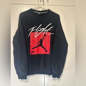 Nike Air Jordan Flight Men's M Black Speckle Logo Crewneck Sweatshirt 527189-010